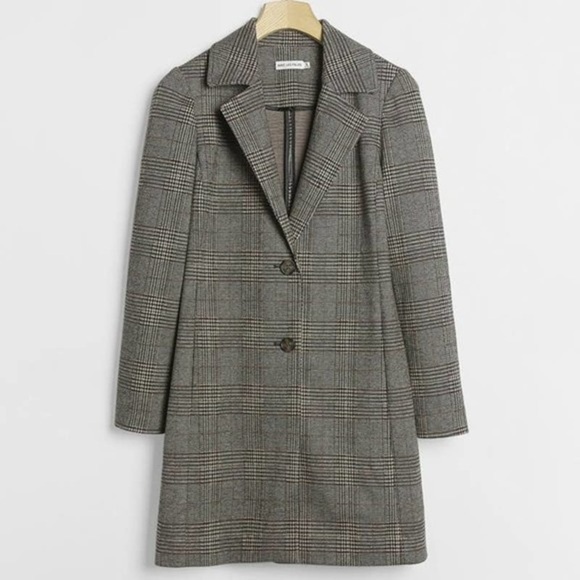 Anthropologie Avec Les Filles Sigrid Long Blazer Women’s Cream Black Plaid XS - Picture 13 of 13
